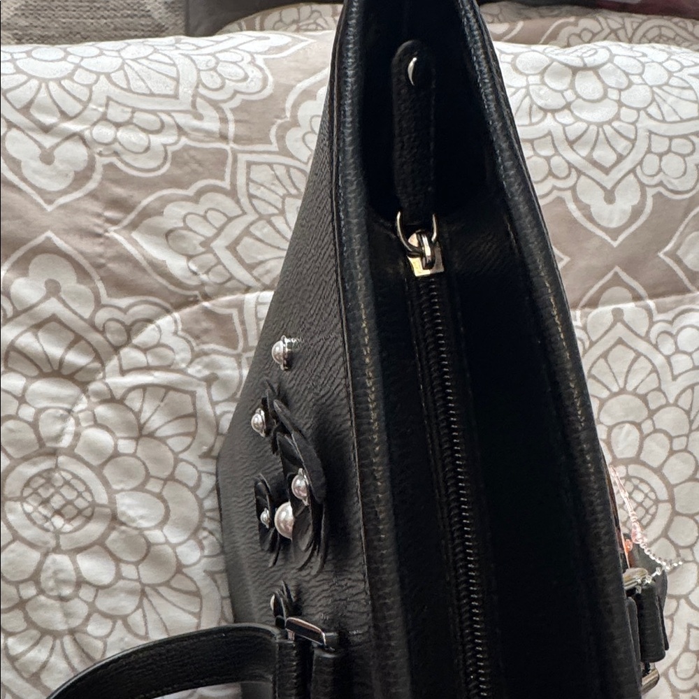 Karl Lagerfeld Black Floral Tote Bag with Small Coin Pouch - Picture 12 of 13
